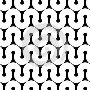 Black and white waving lines seamless pattern