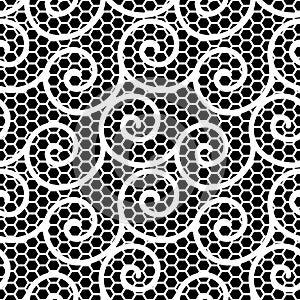 Black and white wavy lace pattern