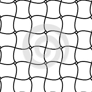 Black and white wavy lines checker abstract geometric seamless pattern, vector
