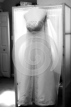 Black and white wedding gown.