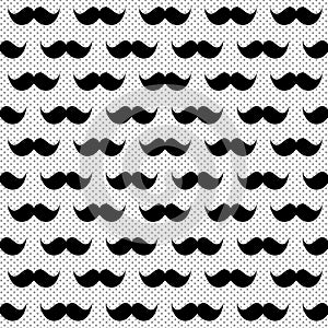 Black and White Whiskers Seamless Background