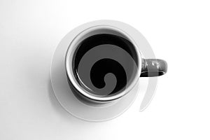 Black and white and white cup of coffee