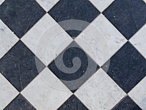 Black and white wintage checkered floor tiles