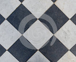 Black and white wintage checkered floor tiles