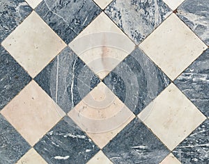 Black and white wintage checkered floor tiles