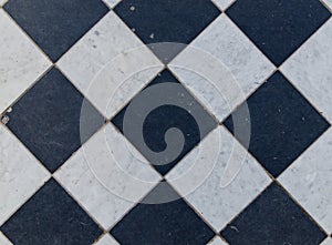 Black and white wintage checkered floor tiles