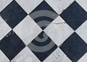 Black and white wintage checkered floor tiles