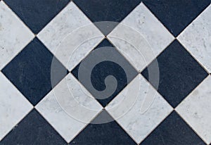 Black and white wintage checkered floor tiles