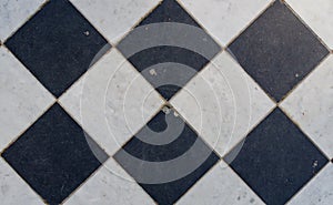 Black and white wintage checkered floor tiles