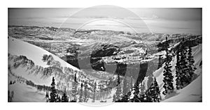 Black and White winter landscape from Brighton Ski Resort in wasatch Mountains Utah