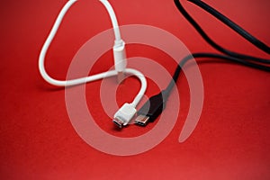 Black and white wire for data transfer Micro USB and USB Type-C