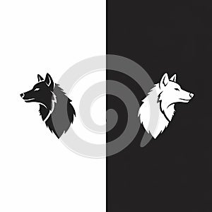 Black and White Wolf Head Logo Vector Illustration