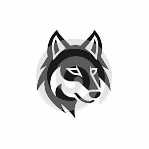 Black And White Wolf Logo Vector Illustration