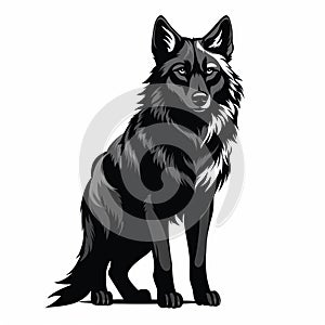Black And White Wolf Vector Illustration - Dark And Moody Design