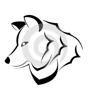 Black white wolf vector logo design