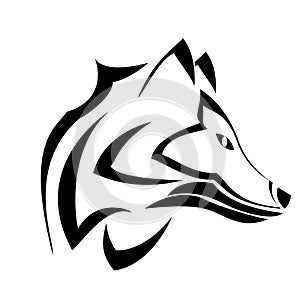 Black white wolf vector logo design
