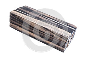 Black and white wood log exotic on white background, wooden surface with beautiful