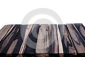 Black and white wood log exotic on white background, wooden surface with beautiful