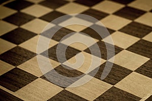 Black and white wooden chessboard
