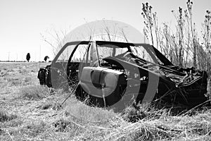 Black And White Wrecked Car