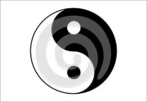 Black and white Yin and Yang simple icon on white background.