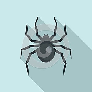 Black widow spider icon, flat style
