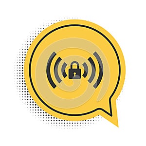 Black Wifi locked sign icon isolated on white background. Password Wi-fi symbol. Wireless Network icon. Wifi zone