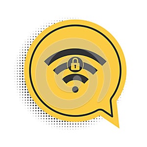 Black Wifi locked sign icon isolated on white background. Password Wi-fi symbol. Wireless Network icon. Wifi zone