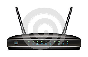 Black wifi Router on a white background