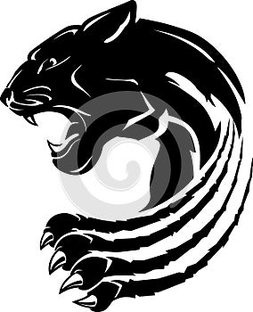 Black Wild Panther Abstract Silhouette