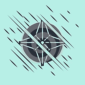 Black Wind rose icon isolated on green background. Compass icon for travel. Navigation design. Glitch style. Vector