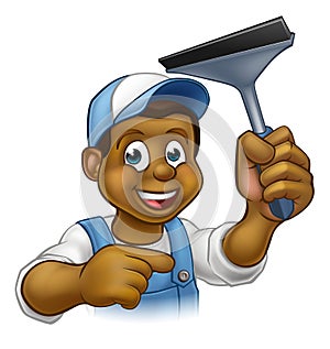 Black Window Cleaner With Squeegee photo