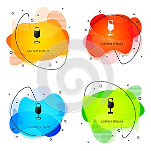 Black Wine glass icon isolated on white background. Wineglass sign. Abstract banner with liquid shapes. Vector