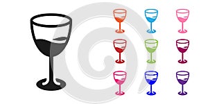 Black Wine glass icon isolated on white background. Wineglass sign. Set icons colorful. Vector