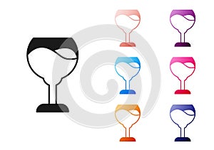 Black Wine glass icon isolated on white background. Wineglass sign. Set icons colorful. Vector