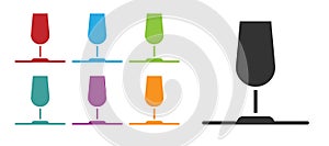 Black Wine glass icon isolated on white background. Wineglass sign. Set icons colorful. Vector