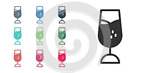 Black Wine glass icon isolated on white background. Wineglass sign. Set icons colorful. Vector