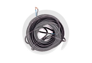 Black wire cable isolated