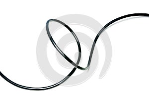 Black wire cable isolated on a white background.