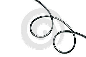 Black wire cable isolated on a white background.