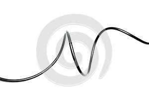 Black wire cable isolated on a white background.