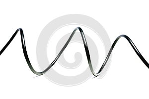 Black wire cable isolated on a white background.