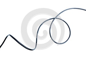 Black wire cable isolated on a white background abstraction