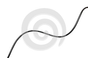 Black wire cable isolated on a white background abstraction