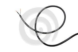 Black wire cable isolated on a white background abstraction