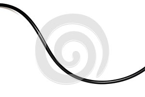 A Black wire cable isolated on a white background abstraction