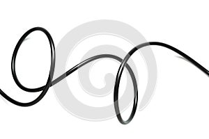 A Black wire cable isolated on a white background abstraction