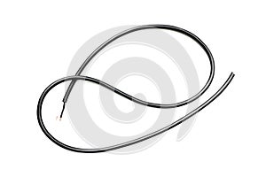 Black wire cable isolated on a white background abstraction