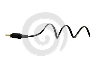 black wire cable of usb and adapter isolated on white background.Electronic Connector.Selection focus.Clipping path