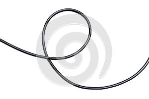 Black wire electrical cable isolate on white background